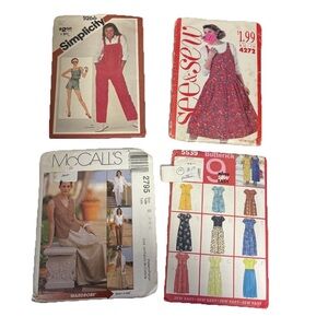 Vintage Lot Of 4 DIY Dress Vest Jumpsuit Sewing Patterns SIZE VARIES *6-14